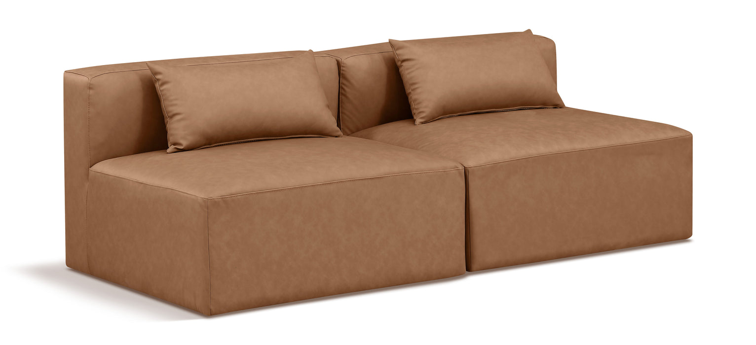 Cube - Modular 2 Seat Armless Sofa - Light Brown - Simple Home Plus