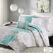 Lola - 6 Piece Reversible Printed Coverlet Set - Aqua - Simple Home Plus