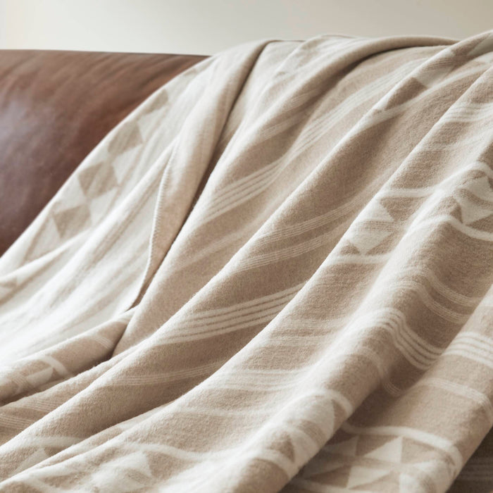 Alberta - Twin Cotton Blend Blanket - Ivory Stripe - Simple Home Plus