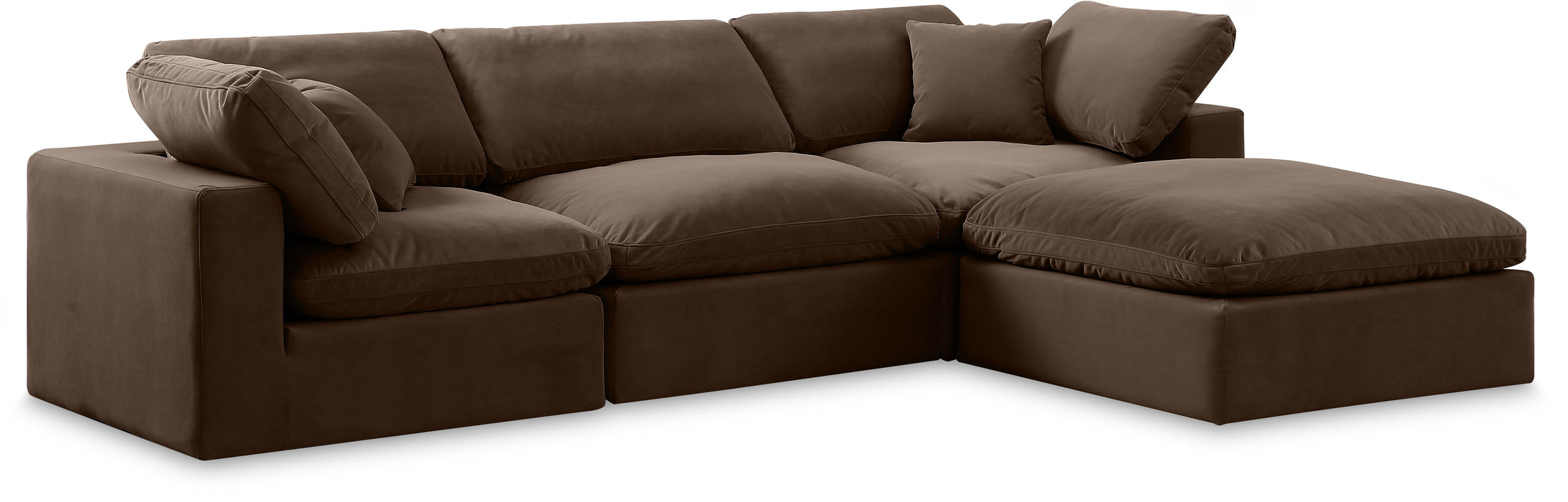 Comfy - 4 Piece Velvet Modular Sectional With Chaise - Simple Home Plus