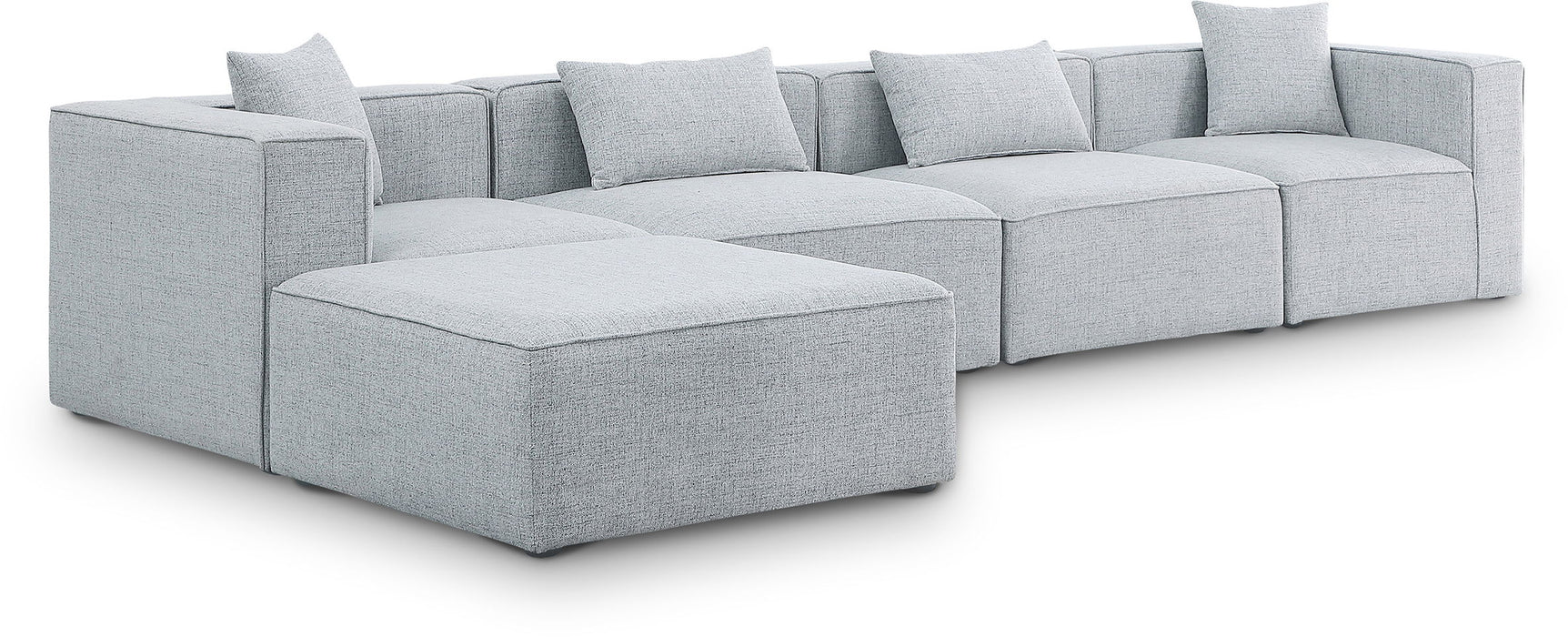 Cube - Linen 5 Piece Modular Sectional With Chaise - Simple Home Plus