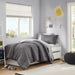Logan - Twin/Twin Long Striped Comforter Set - Charcoal - Simple Home Plus