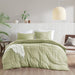 Porter - Queen Soft Washed Pleated Duvet Cover Set - Sage - Simple Home Plus