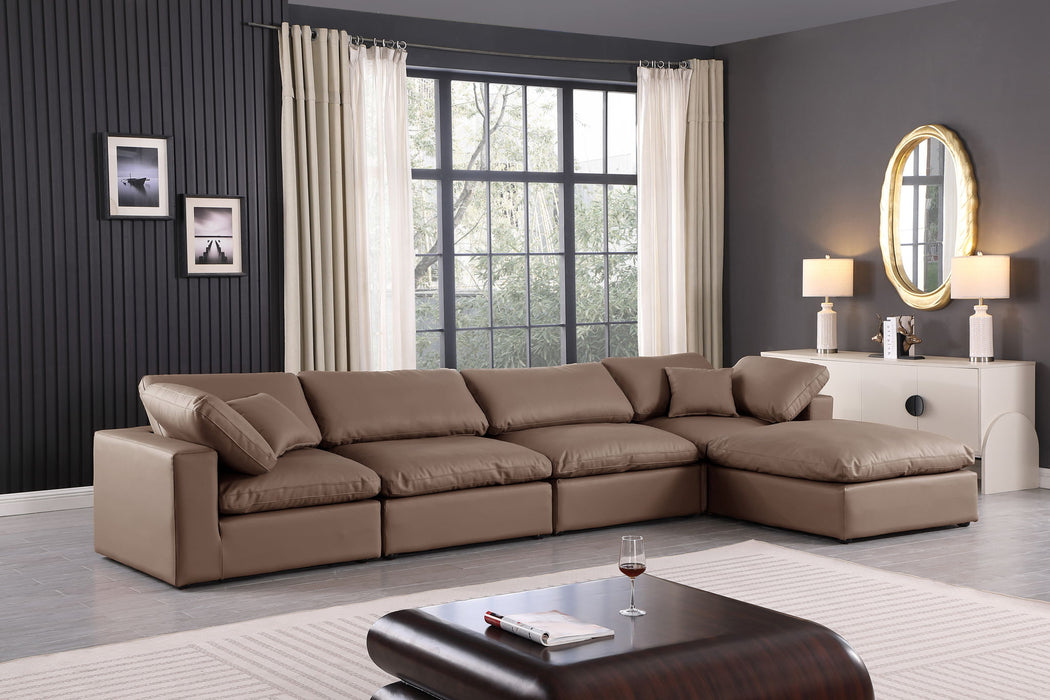 Comfy - 5 Piece Faux Leather Modular Sectional With Chaise - Simple Home Plus
