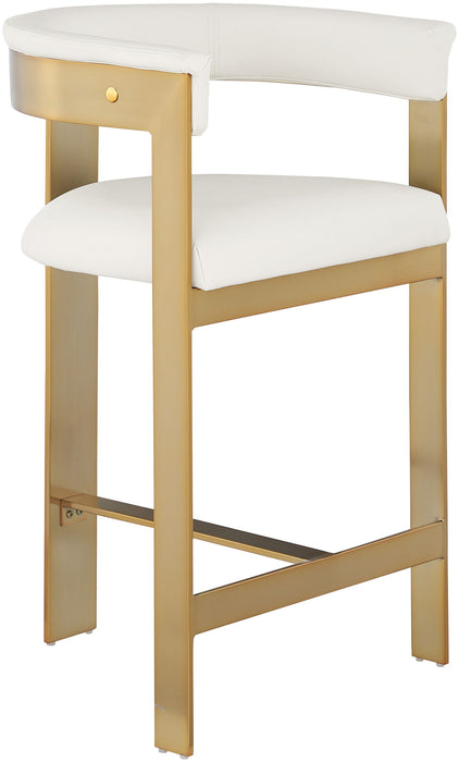 Romeo - Faux Leather Counter Stool With Gold Base (Set of 2) - Simple Home Plus