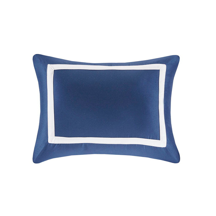 Heritage - King 8 Piece Comforter And Coverlet Set Collection - Navy - Simple Home Plus
