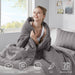 Logan - Twin/Twin Long Striped Duvet Set - Charcoal - Simple Home Plus