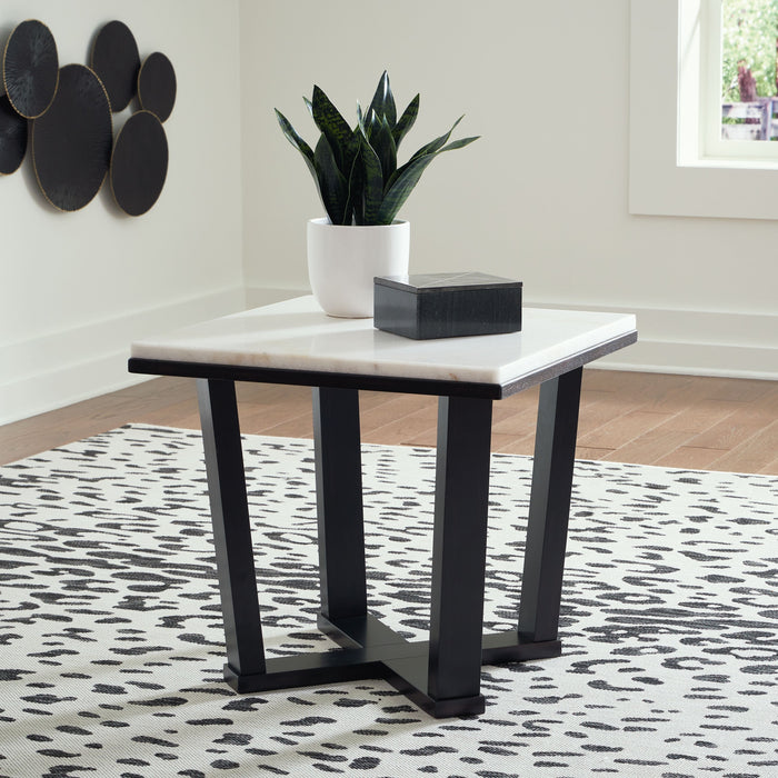 Fostead - White / Espresso - Square End Table - Simple Home Plus