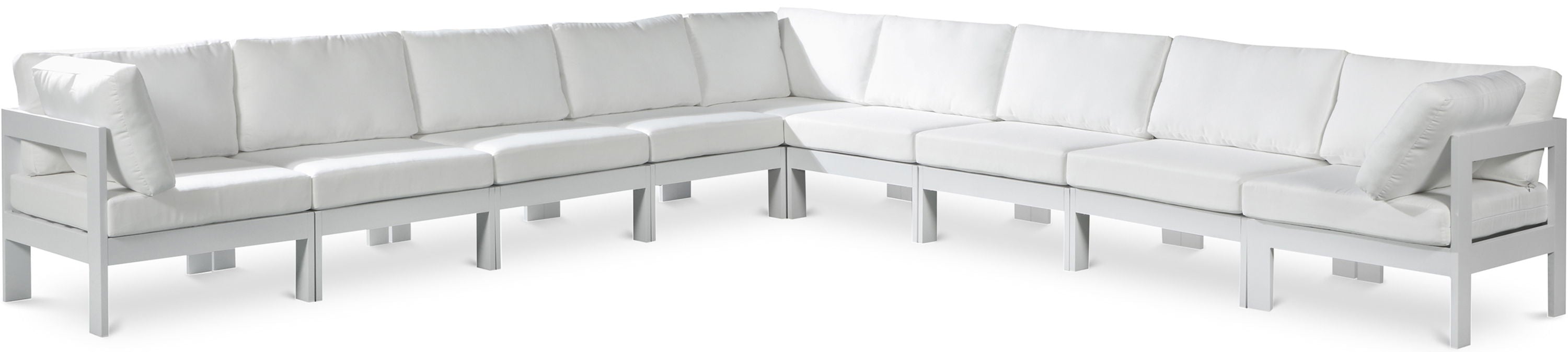 Nizuc - Outdoor Patio 9 Piece Modular Sectional With White Frame - Simple Home Plus