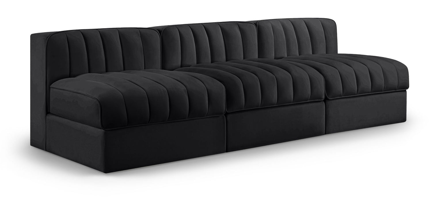 Rummi - Velvet Performance Fabric Upholstered 3 Piece Modular Armless Sofa - Simple Home Plus