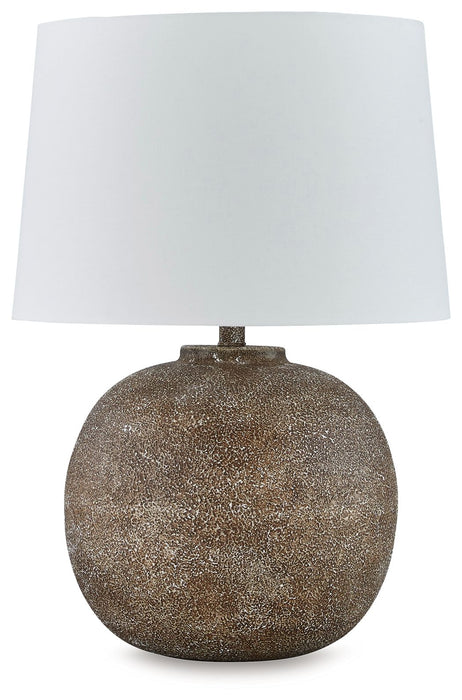 Neavesboro - Antique Brown / White - Metal Table Lamp - Simple Home Plus