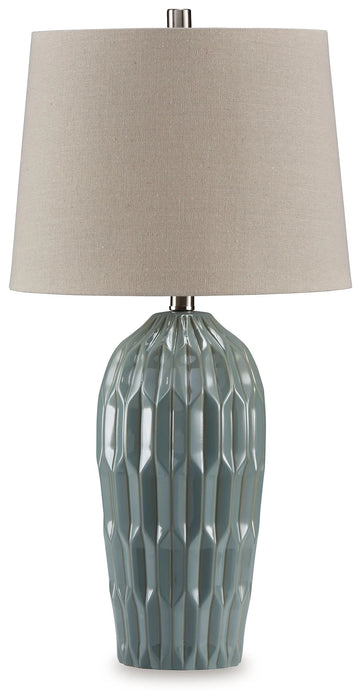 Hadbury - Ceramic Table Lamp (Set of 2) - Pale Blue / Teal