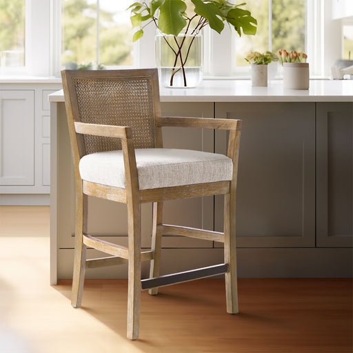 Diedra - Cane Back Counter Stool - Cream / Reclaimed Natural - Simple Home Plus