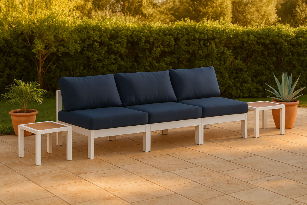 Nizuc - Outdoor Patio 3 Seat Armless Modular Sofa With White Frame - Simple Home Plus