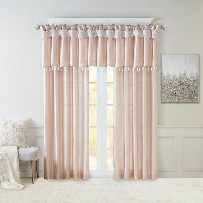 Emilia - Lightweight Valance With Beads - Blush - Simple Home Plus