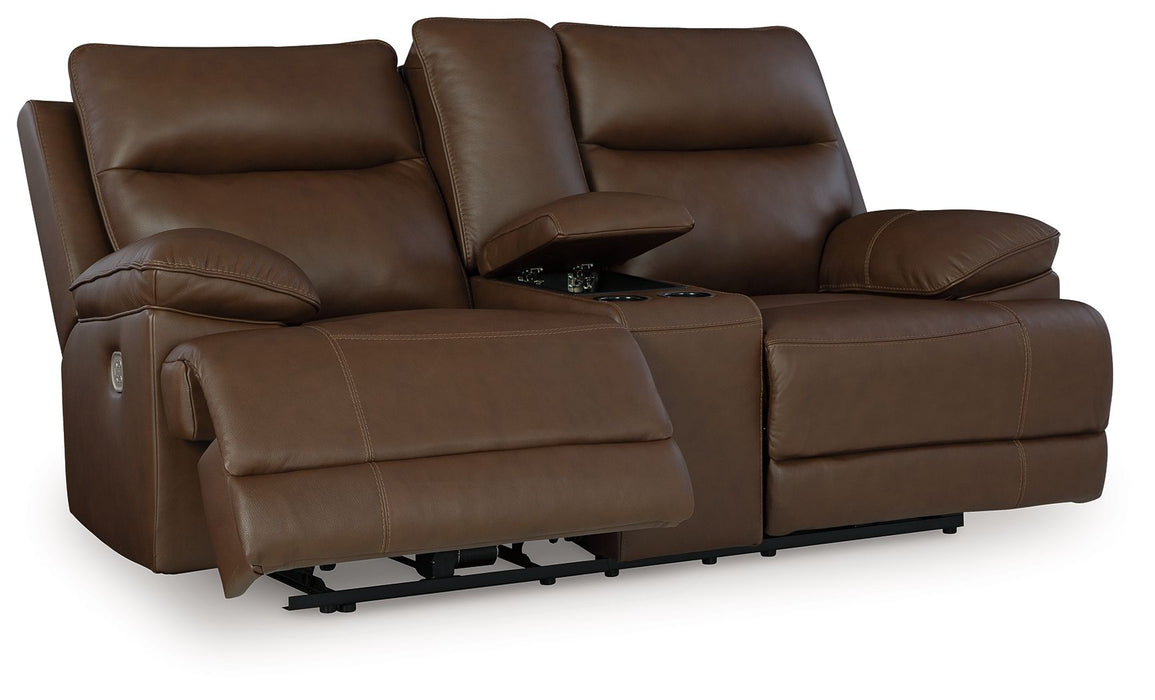 Vonryan - Tobacco - Power Reclining Loveseat With Console / Adj Headrest - Simple Home Plus