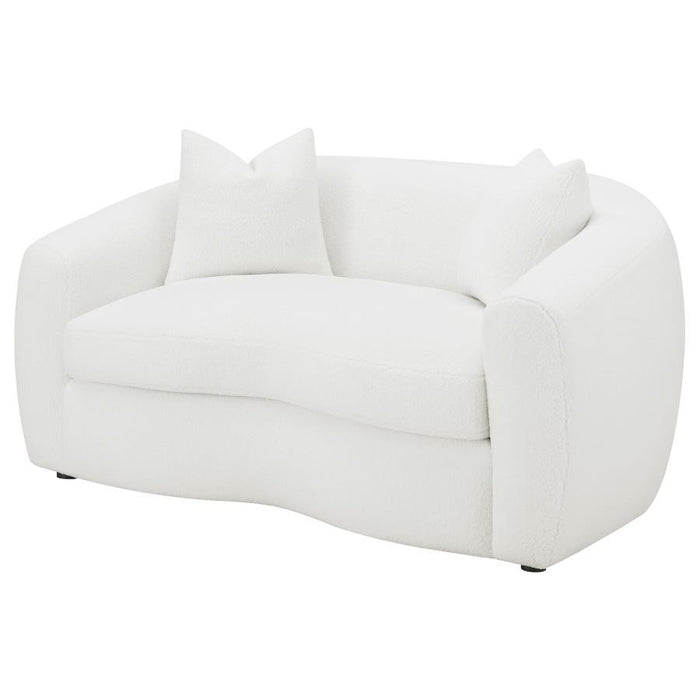 Isabella - Faux Sheepskin Upholstered Loveseat Natural - Ivory - Simple Home Plus