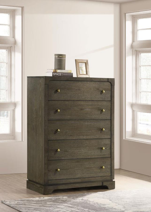 Gran Park - 5-Drawer Bedroom Chest Of Drawers - Dark Cocoa - Simple Home Plus