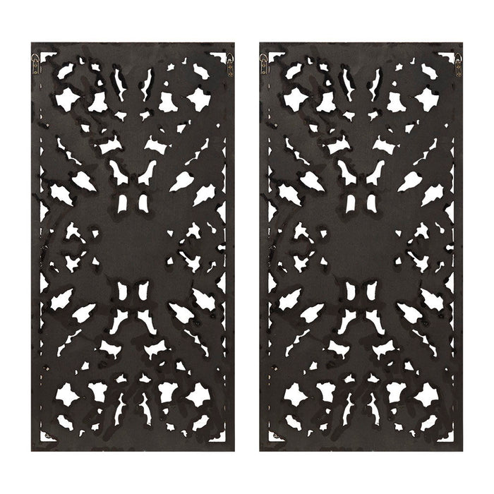 Botanical Panel - Carved Wall Decor (Set of 2) - Antique Blue - Simple Home Plus