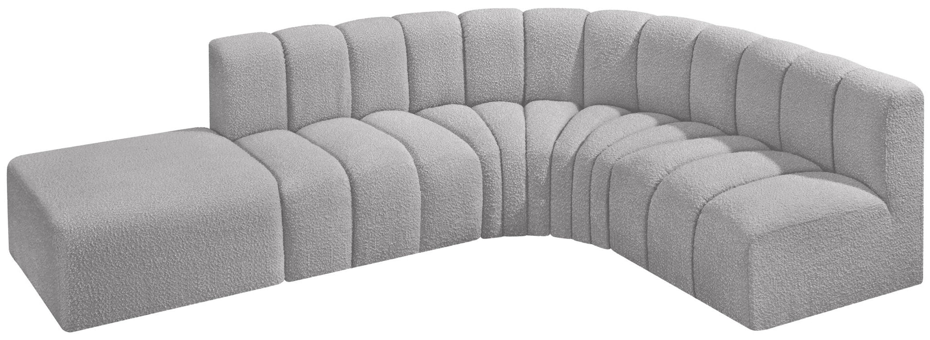 Arc - Boucle Fabric 5 Piece Corner Modular Sofa - Simple Home Plus