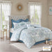 Isla - King 8 Piece Printed Reversible Comforter Set - Blue - Simple Home Plus