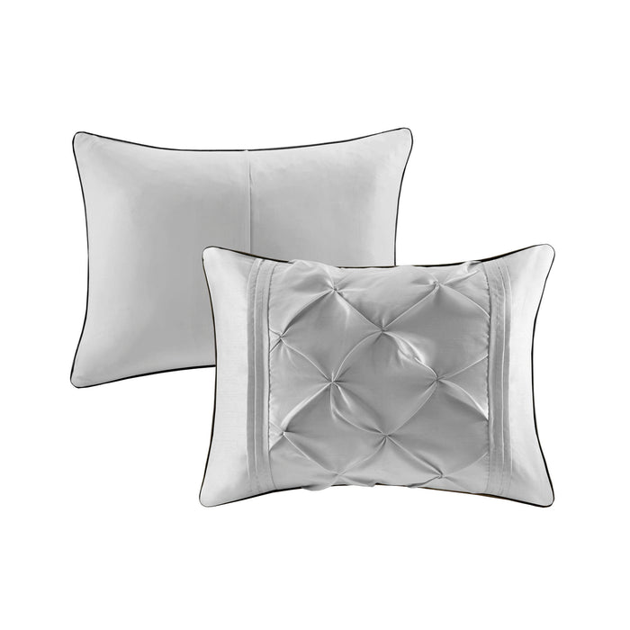 Laurel - Full Pieced Pleated 7 Piece Tufted Comforter Set - Gray - Simple Home Plus
