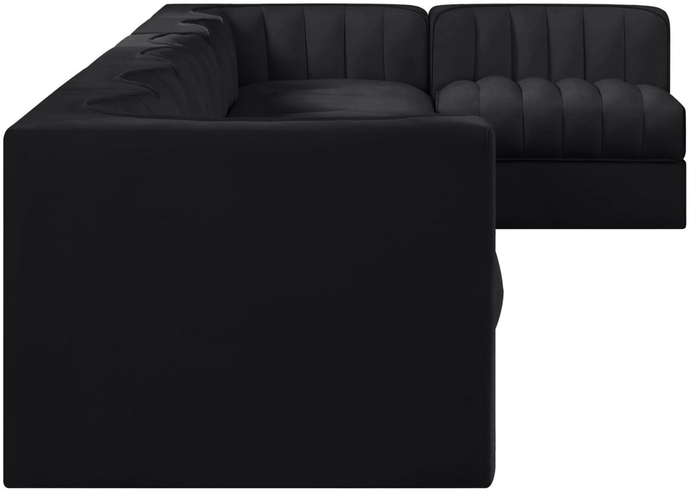 Rummi - Velvet Performance Fabric Upholstered 7 Piece Modular Sectional, L-Shaped (Right) - Simple Home Plus