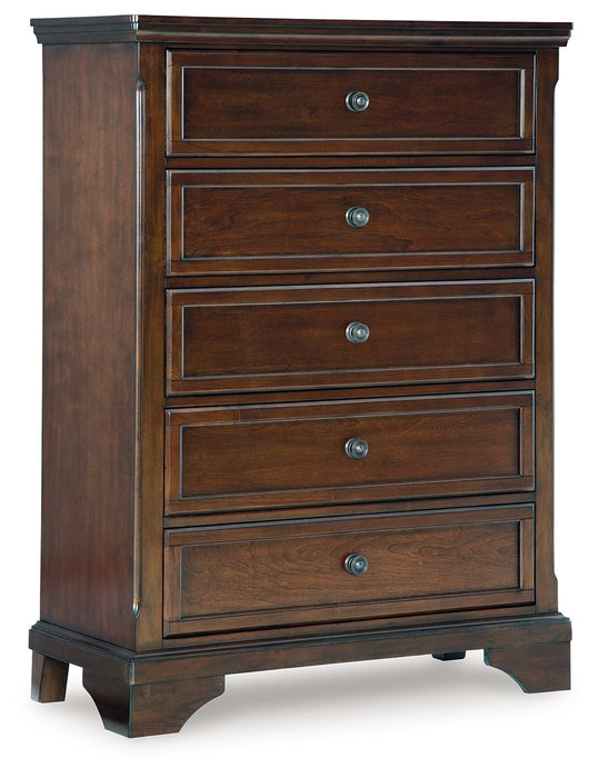 Trellington - Brown - Five Drawer Chest - Simple Home Plus