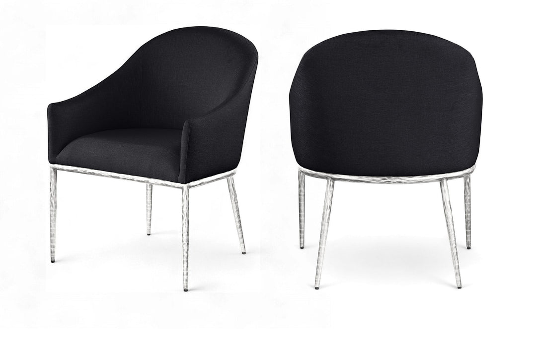 Ferro - Upholstered Dining Arm Chair With Brushed Silver Legs - Simple Home Plus