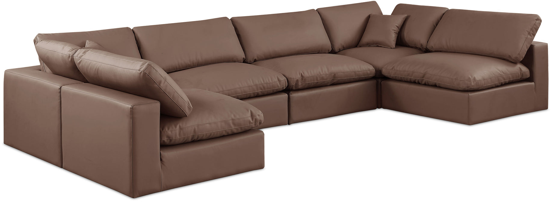 Comfy - 6 Piece Faux Leather Modular Armless Sectional - Simple Home Plus