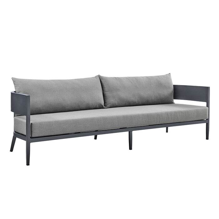 Menorca - 4 Piece Outdoor Dark Gray Aluminum & Fabric Outdoor Conversation Set - Simple Home Plus