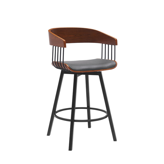 Athena - Swivel Walnut Metal Stool - Simple Home Plus