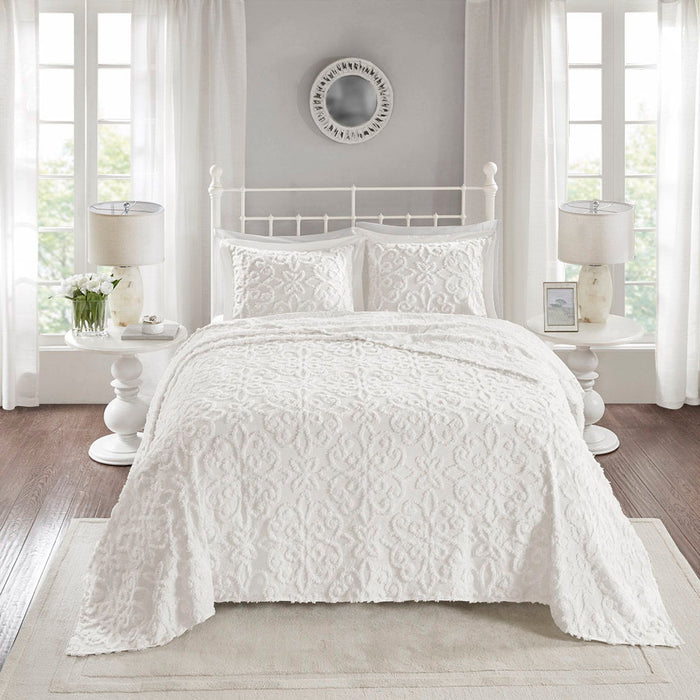 Sabrina - King 3 Piece Tufted Bedspread Set - Off White - Simple Home Plus