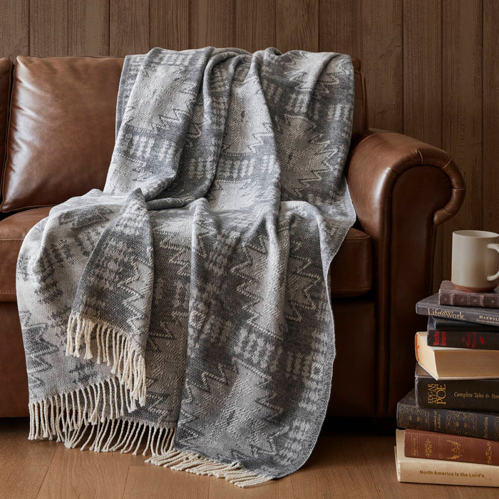 Alberta - Cotton Blend Throw - Gray Aztec - Simple Home Plus