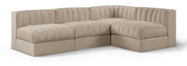 Rummi - Armless Velvet Performance Fabric Upholstered 4 Piece Modular Sectional - Simple Home Plus