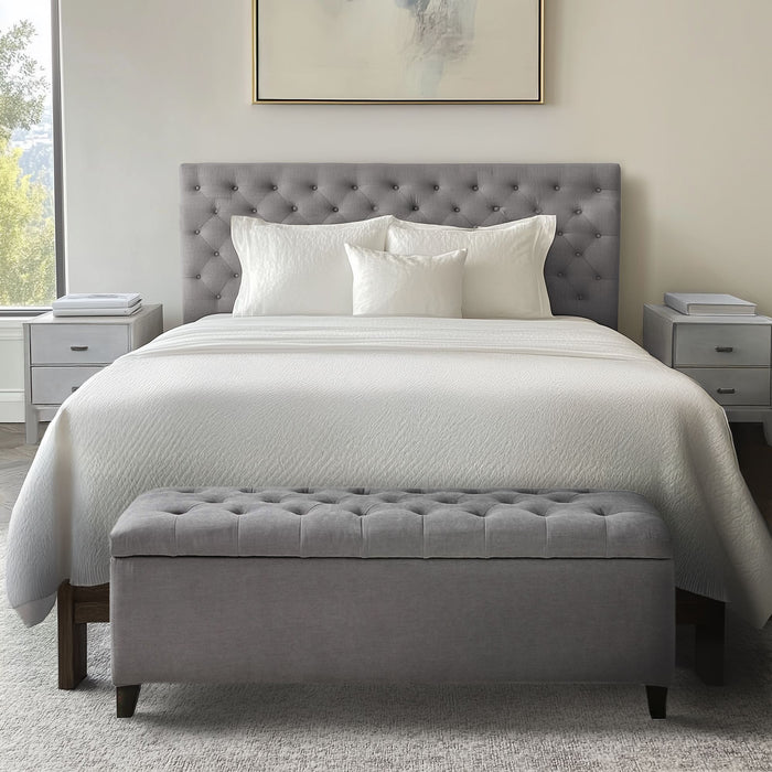 Shandra - Tufted Top Storage Bench - Gray - Simple Home Plus