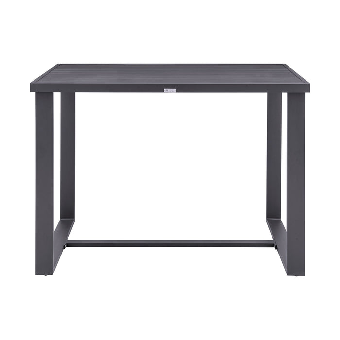 Menorca - Outdoor Patio 5-Piece Bar Table Set In Aluminum With Gray Cushions - Simple Home Plus