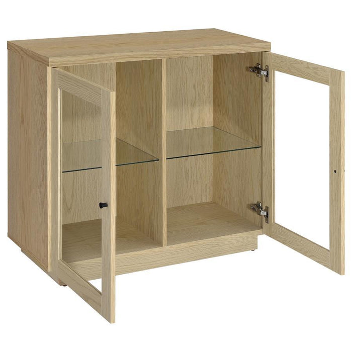 Tilbury - 2-Door Glass Front Accent Display Cabinet - Light Oak - Simple Home Plus