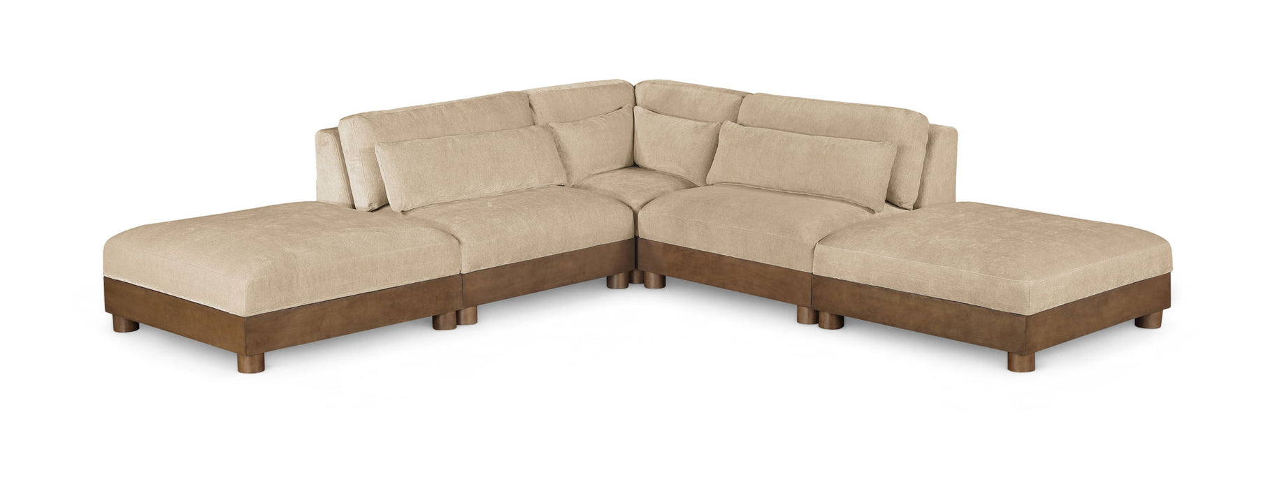 Turin - Chenille Fabric Upholstered Modular Sectional - Beige - Simple Home Plus
