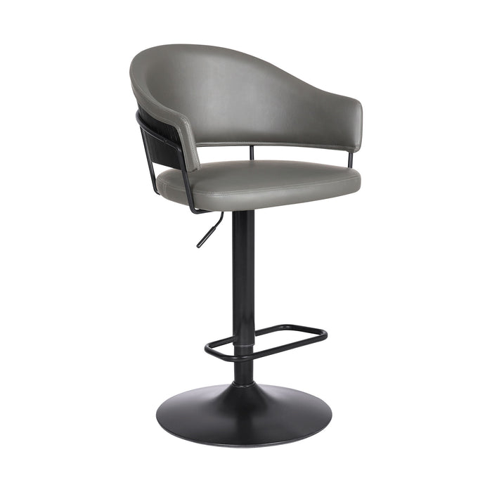 Brody - Adjustable Height Swivel Metal Base Bar Stool - Gray / Black - Simple Home Plus