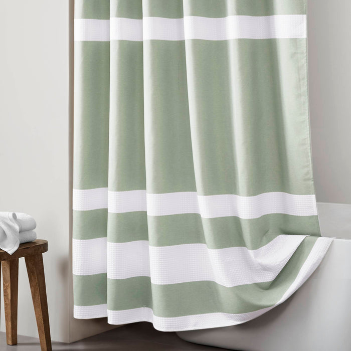 Spa Waffle - 72" x 84" Shower Curtain With 3M Treatment - Sage Green - Simple Home Plus