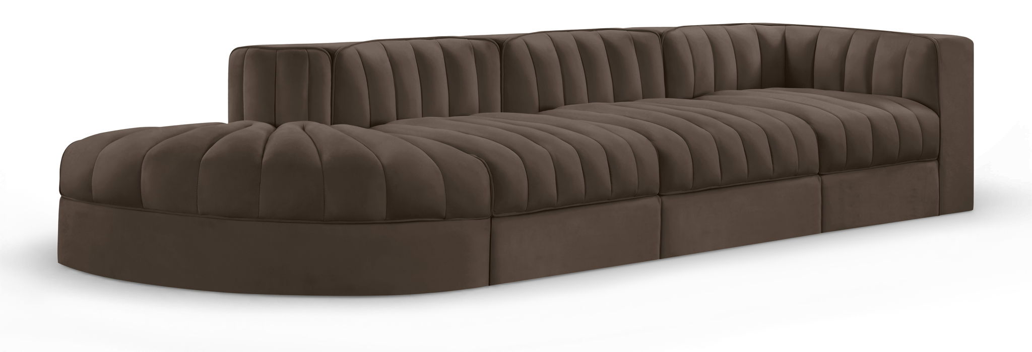 Rummi - Velvet Performance Fabric Upholstered 4 Piece Modular Sectional With Reverse Corner Chair - Simple Home Plus