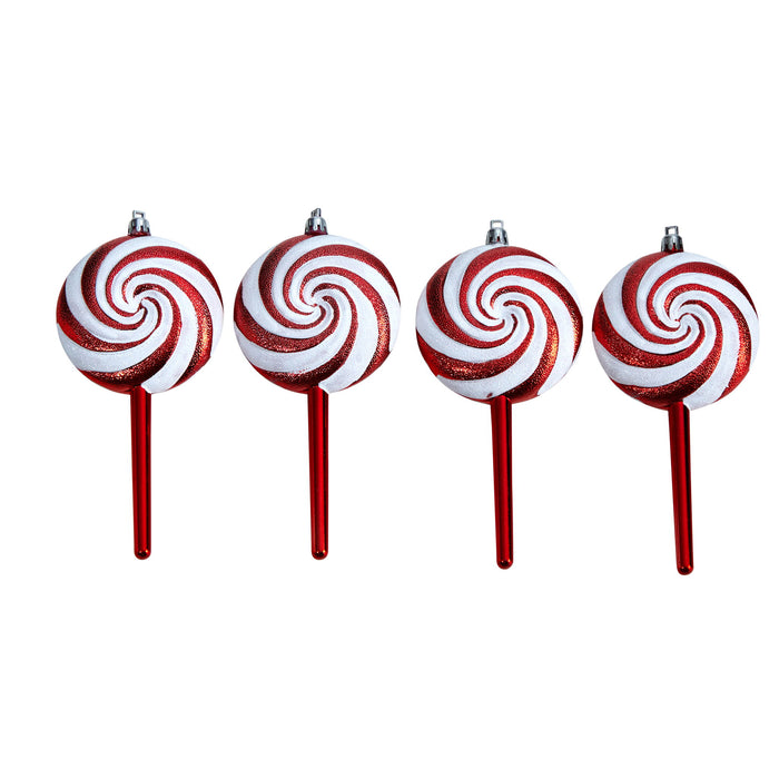 7" Candy Cane Lollipop Christmas Shatterproof Set of 4