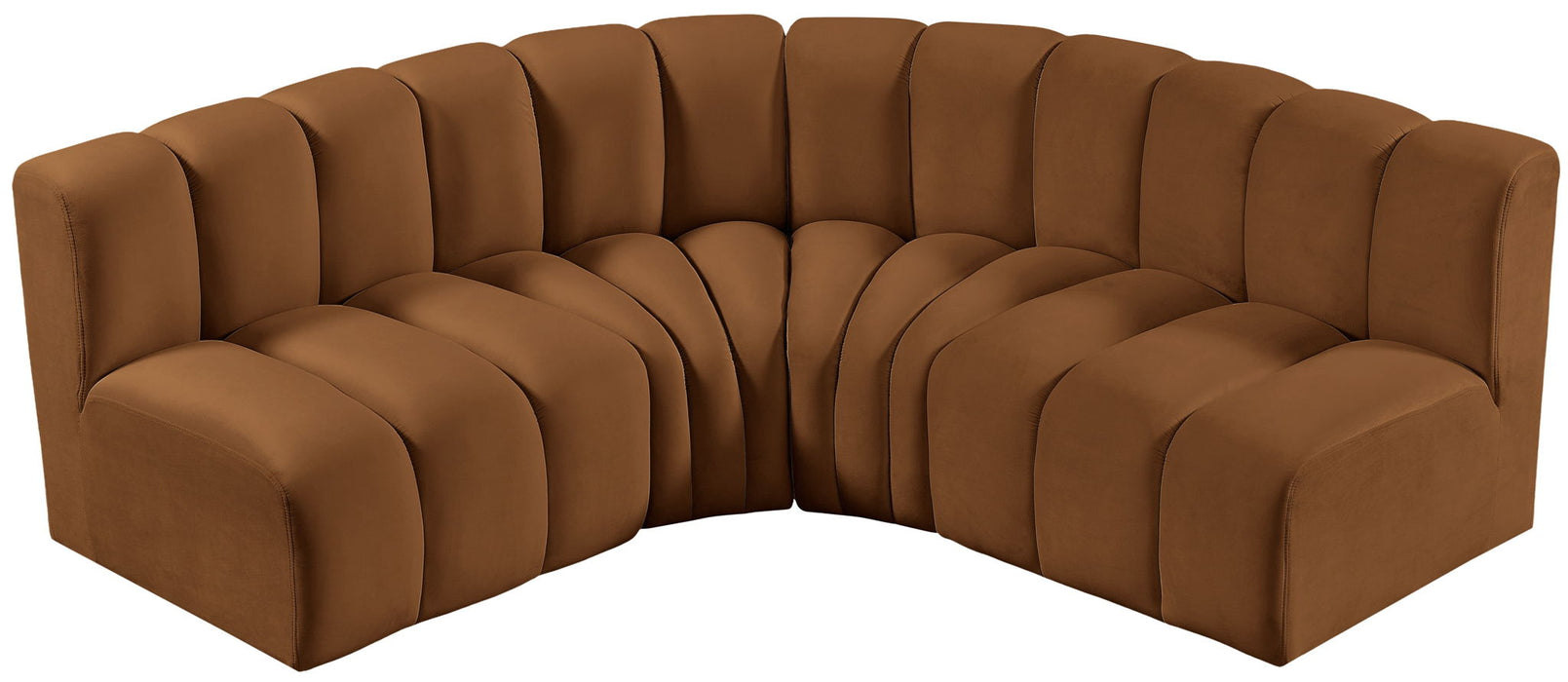 Arc - Velvet 4 Piece Corner Modular Sofa - Saddle - Simple Home Plus