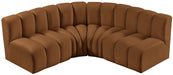 Arc - Velvet 4 Piece Corner Modular Sofa - Saddle - Simple Home Plus