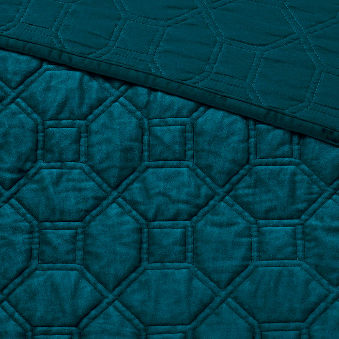 Harper - Reversible 3 Piece Coverlet Set - Teal - Simple Home Plus