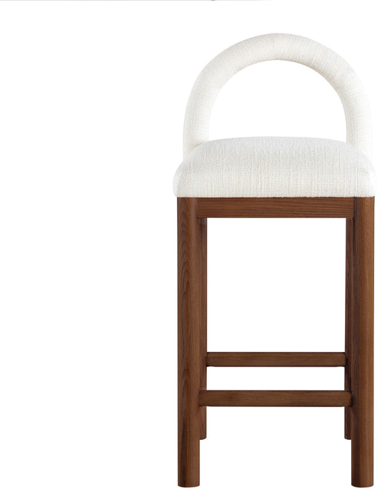 Conrad - Linen Counter Stool With Brown Legs - Simple Home Plus