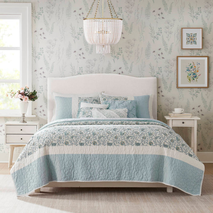 Dawn - King 6 Piece Reversible Coverlet Set - Blue - Simple Home Plus