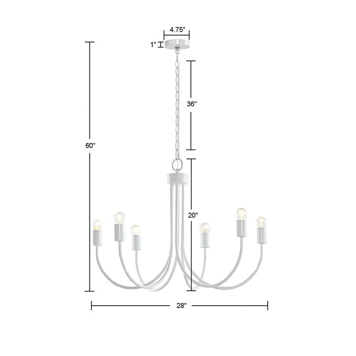 Ellie - 6-Light Chandelier - White - Simple Home Plus