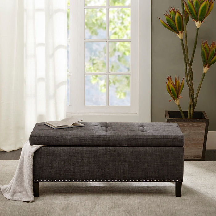Shandra II - Tufted Top Storage Bench - Charcoal - Simple Home Plus